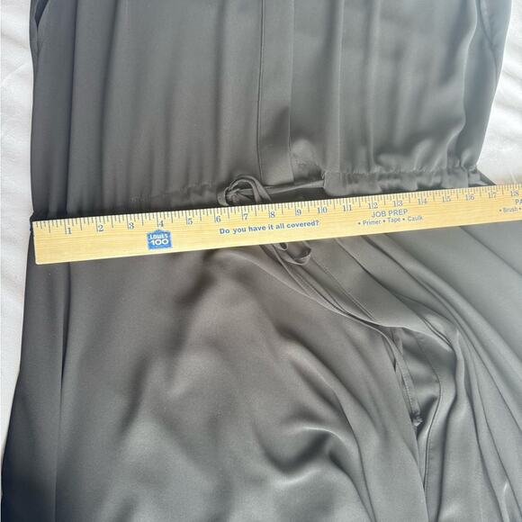 Compagnia Italiana Black Maxi Dress Button Down Stretch Tie Waist Luxury L/XL - Picture 10 of 10